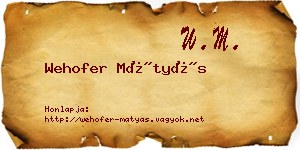 Wehofer Mátyás névjegykártya